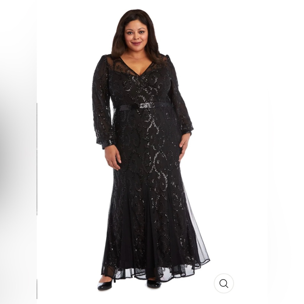 R&M Richards Delicately Embellished Sequined Gown - Plus